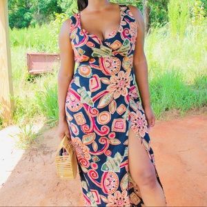 Vintage 1990's Long Floral Wrap Dress